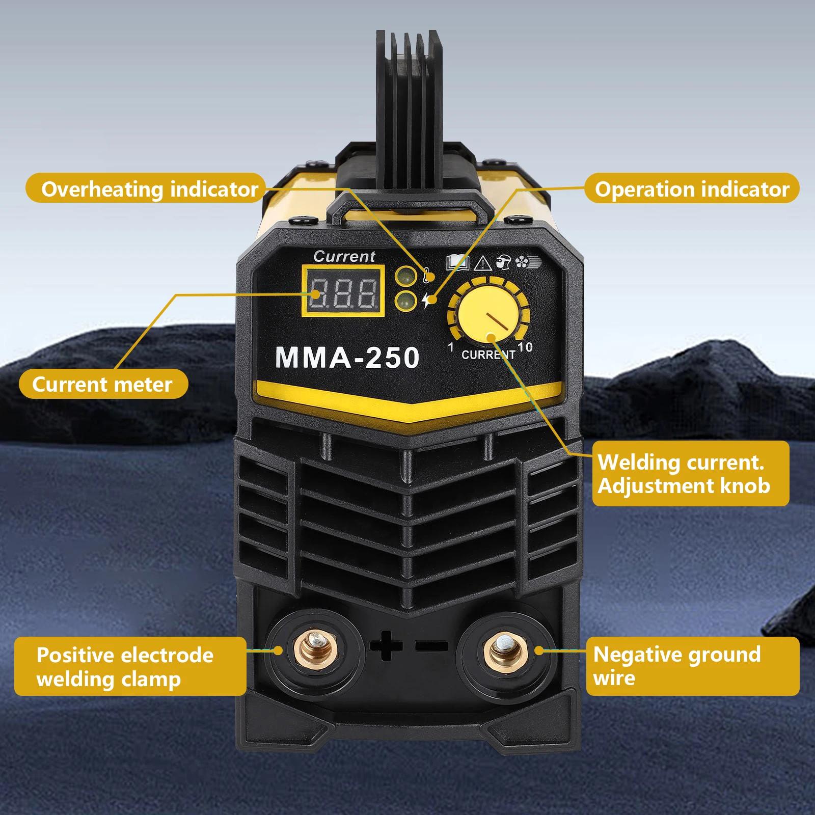 Machine à souder à onduleur 250A, 220V IGBT, soudeur électrique LCD avec porte-électrode, masque de 