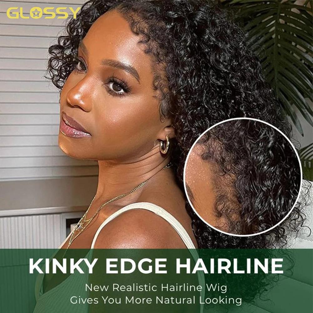 Perruque Lace Front Wig sans colle bouclée pour femme, cheveux naturels, Deep Wave, 13x6, 13x4, HD T