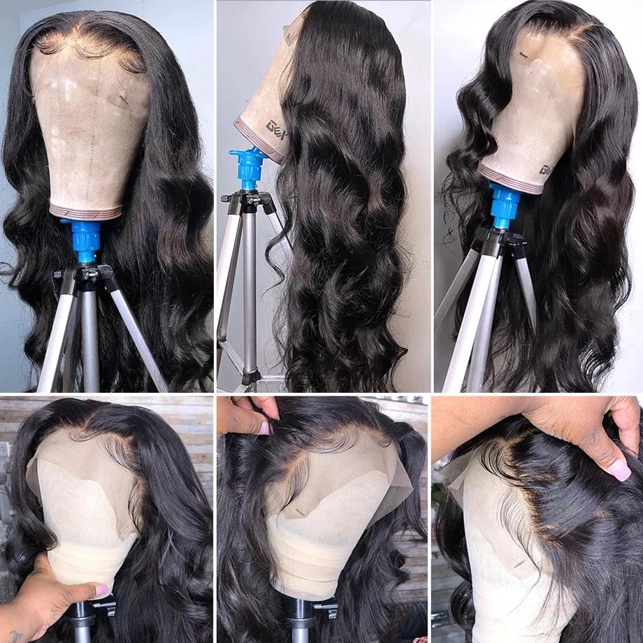 Perruque Lace Front Wig naturelle Body Wave, cheveux humains, 13x4 13x6, transparente, sans colle, 6