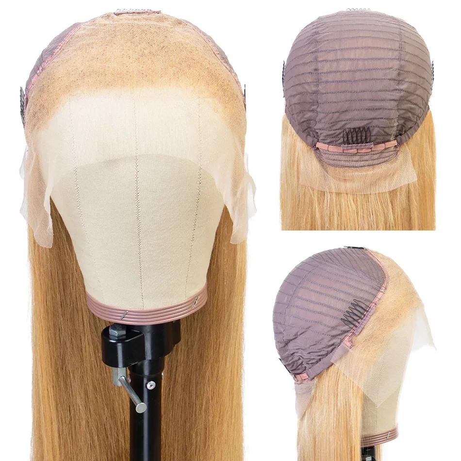 27 #   Perruque frontale de cheveux humains de couleur blond miel droite 180% 13x6 HD perruque de ch