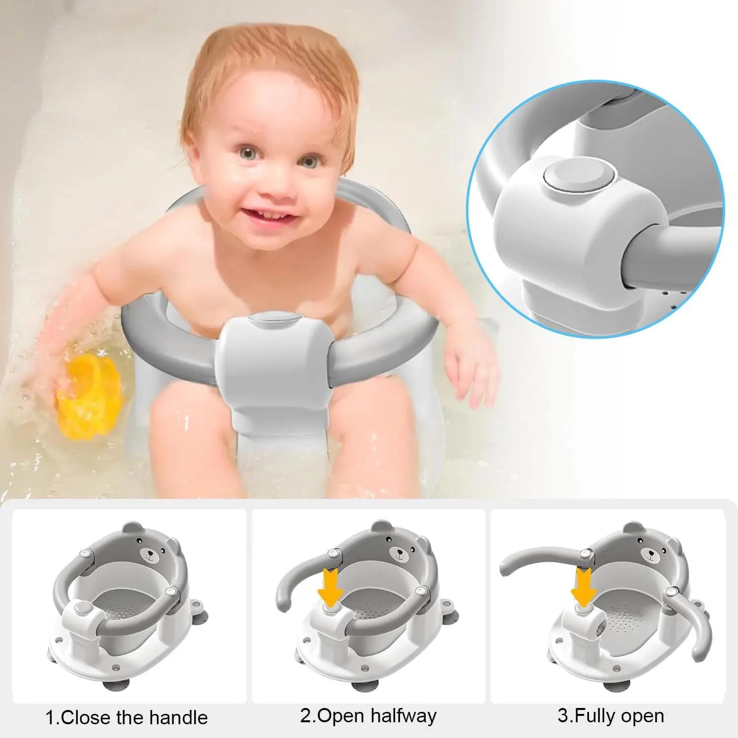Siège de bain pour bébé de 6 mois, adorable chaise de bain antidérapante en forme d'ours pour bébé, 