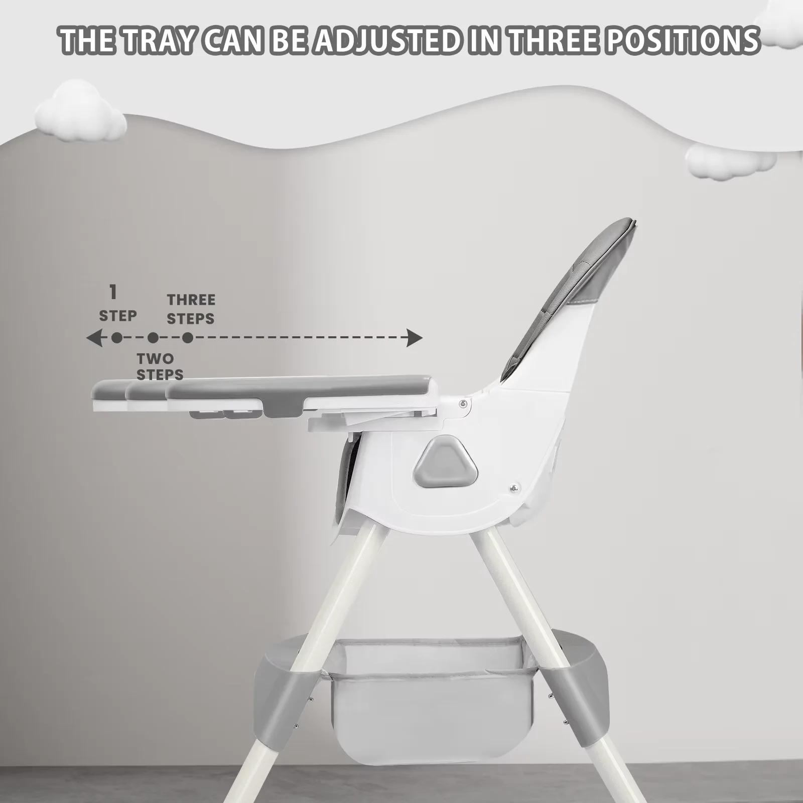 Chaise haute pliable pour bébé (6+ mois) : grand coussin antidérapant, porte-jouets et conception d'