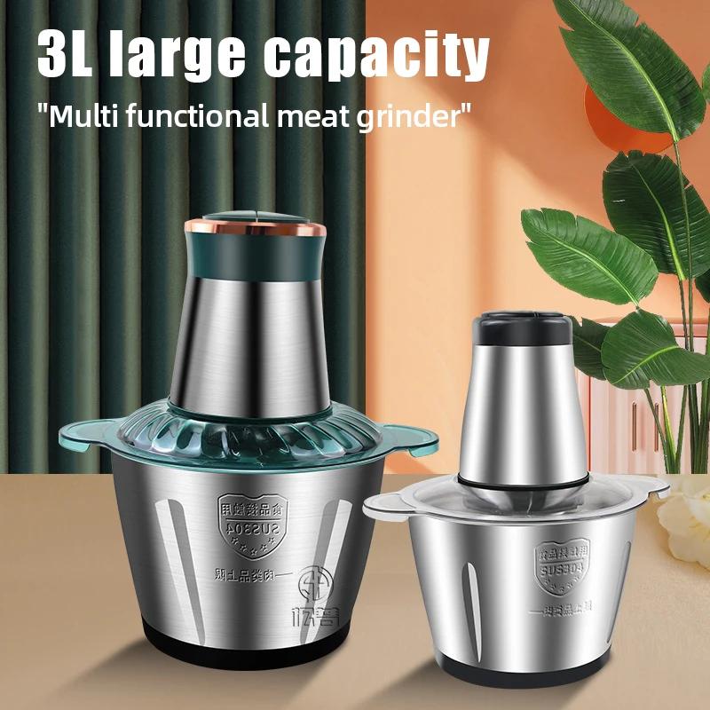 Hacheur électrique inox 3L viande légumes trancheuse robot culinaire préparation repas bébé maison