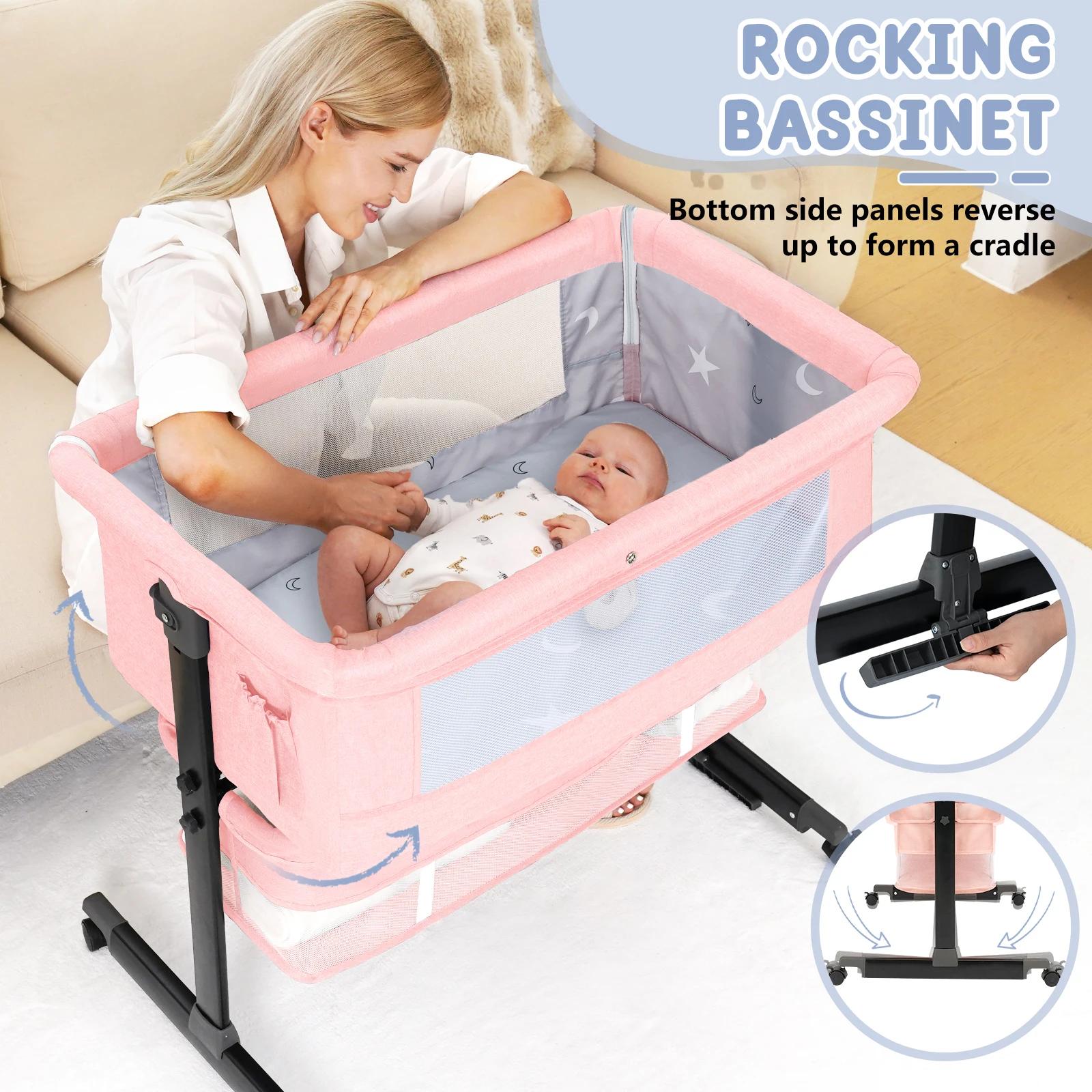 Lit d'appoint pliable pour bébé Kmaier avec panier de rangement et maille respirante