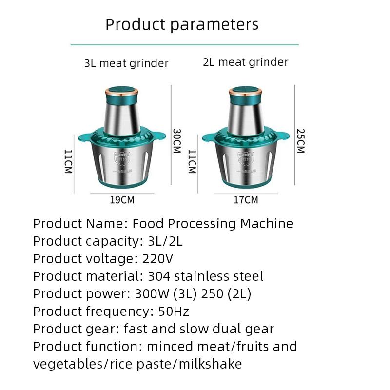 Hacheur électrique inox 3L viande légumes trancheuse robot culinaire préparation repas bébé maison