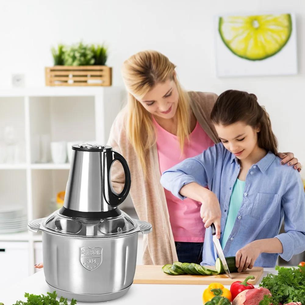 Hachoir Électrique Multifonction 5L en Acier Inoxydable : Hachoir à Viande, Hachoir à Légumes, Tranc