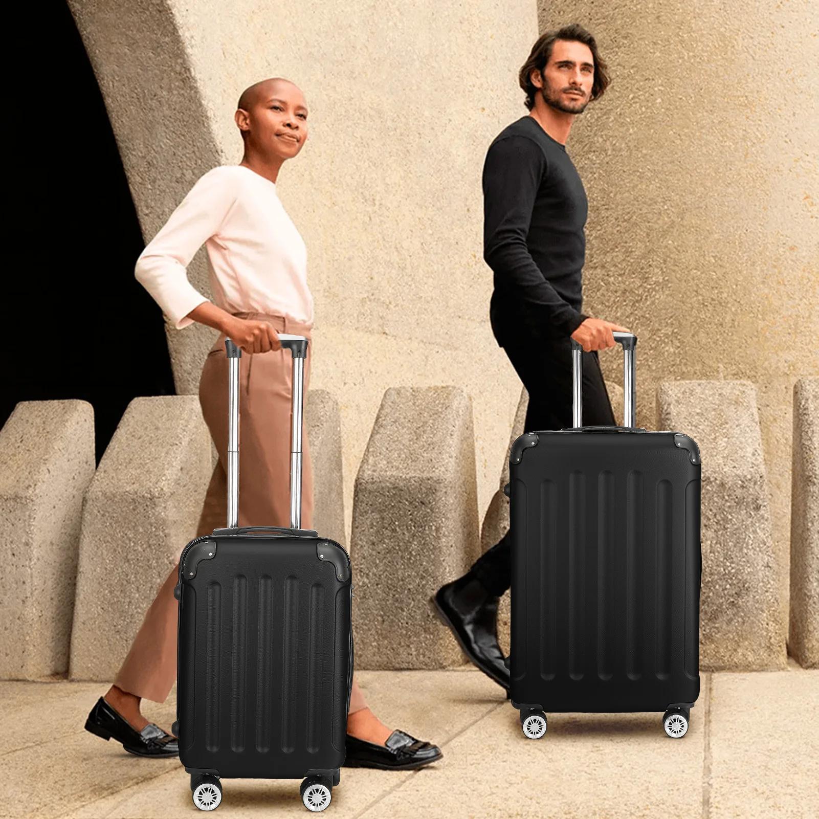 Set de valises 3 pièces, bagages cabine ABS rigide, roulettes 360°, serrure à code, trolley léger av