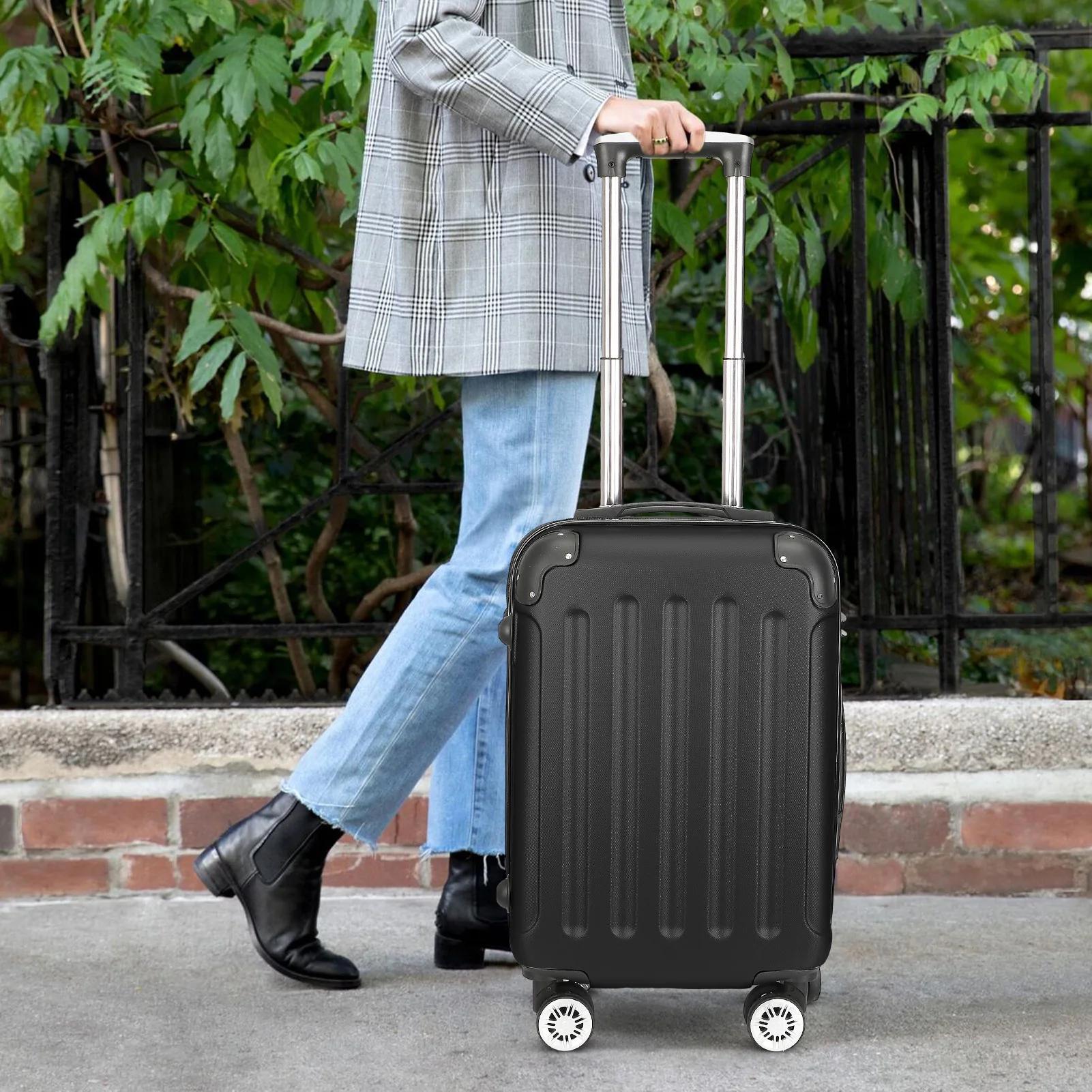 Set de valises 3 pièces, bagages cabine ABS rigide, roulettes 360°, serrure à code, trolley léger av