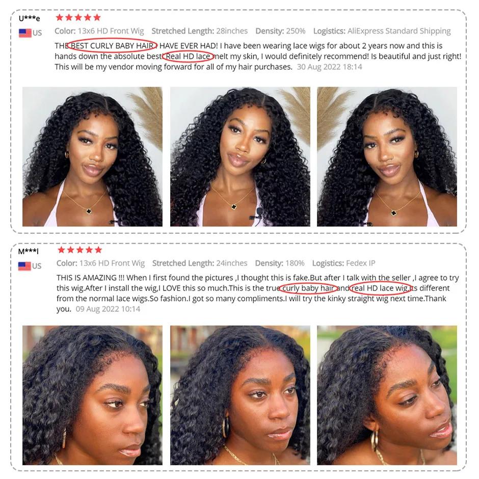 Perruque afro crépue bouclée pour femme, perruques frontales en dentelle, cheveux humains à vague pr