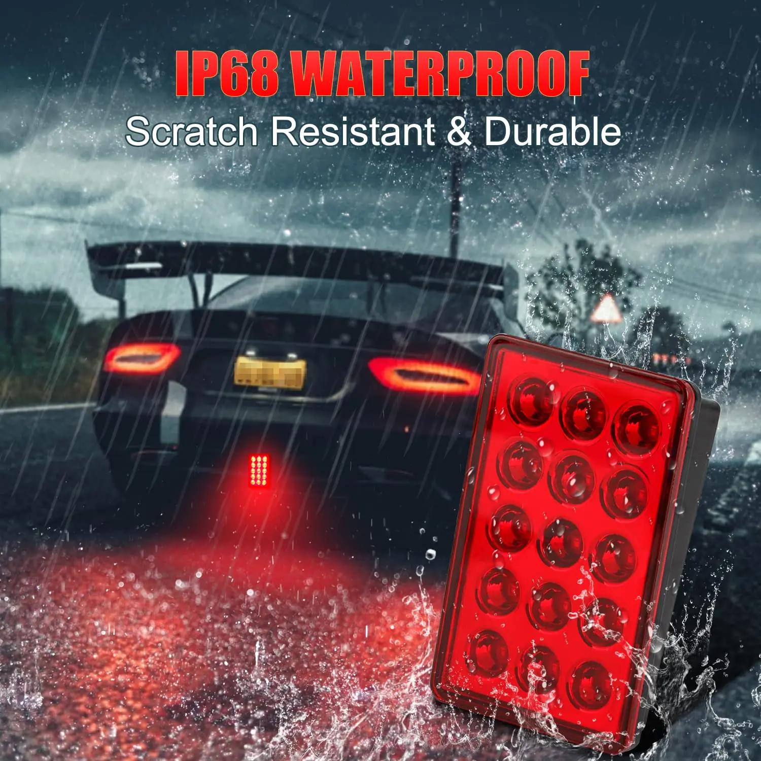 F1 Style feux pilotes de frein Led 12V 15led feux arrière Auto Flash avertissement arrêt inverse feu