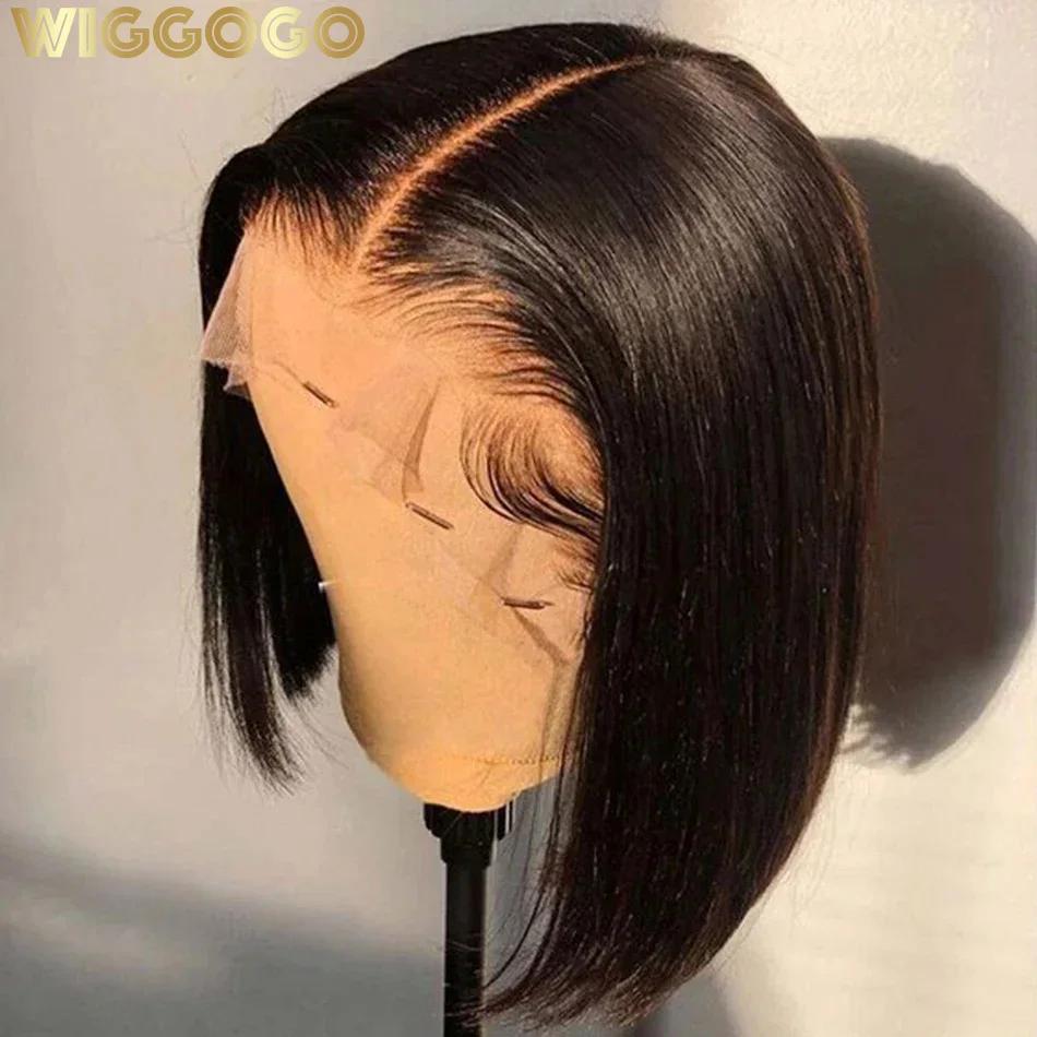 WiggKnitting-Perruque Bob Lace Front Wig Naturelle Lisse, Cheveux Courts, 4x4, 13 Tages, HD