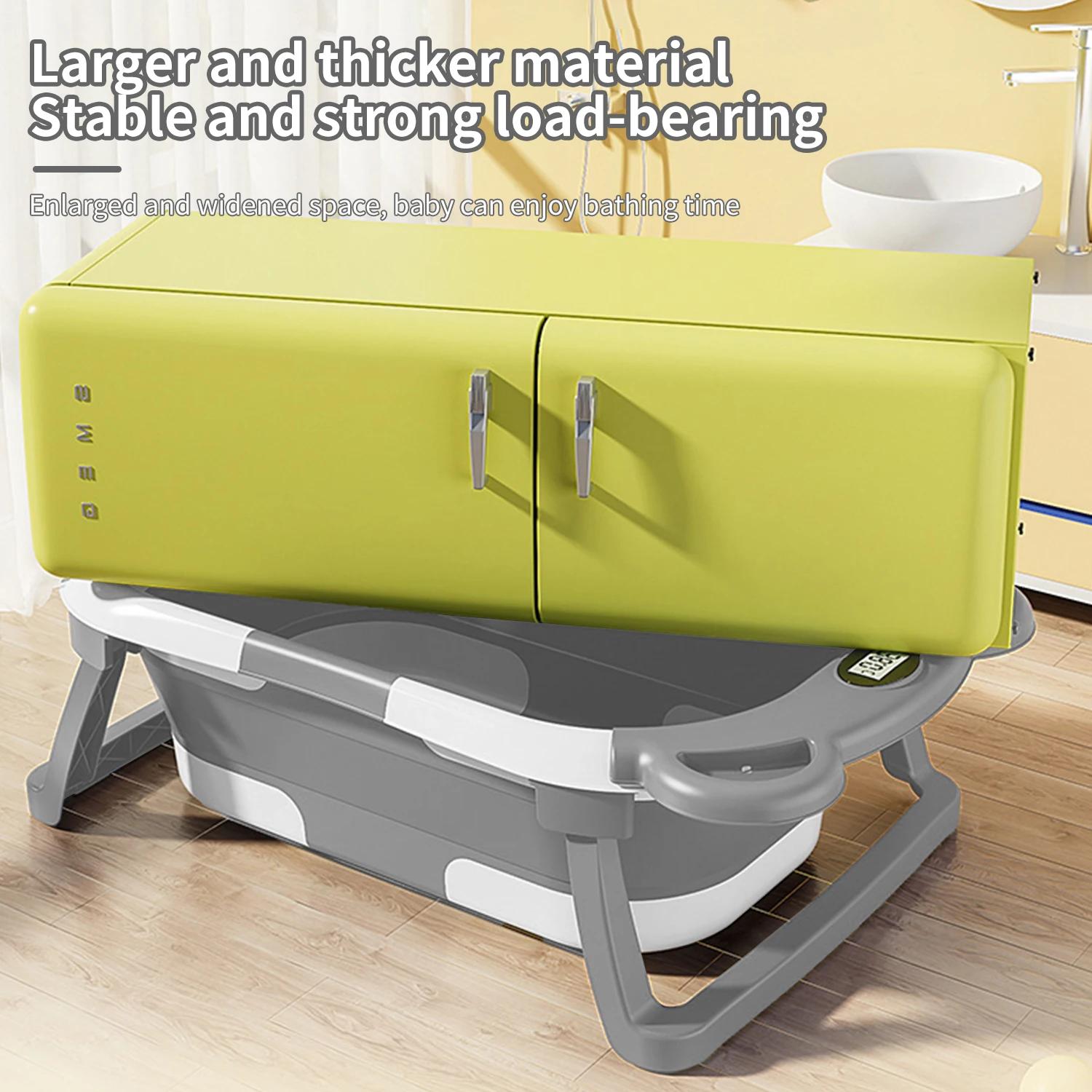 Baignoire pliable pour bébé avec thermomètre intégré, coussin antidérapant, baignoire de voyage port