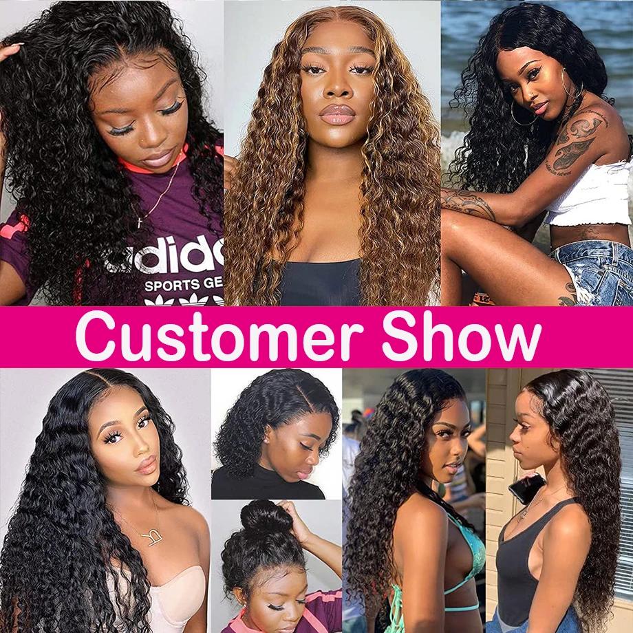 Perruque Lace Closure Wig Naturelle Deep Wave, Cheveux Humains, 4x4, 13x4, 13x6, pour Femme