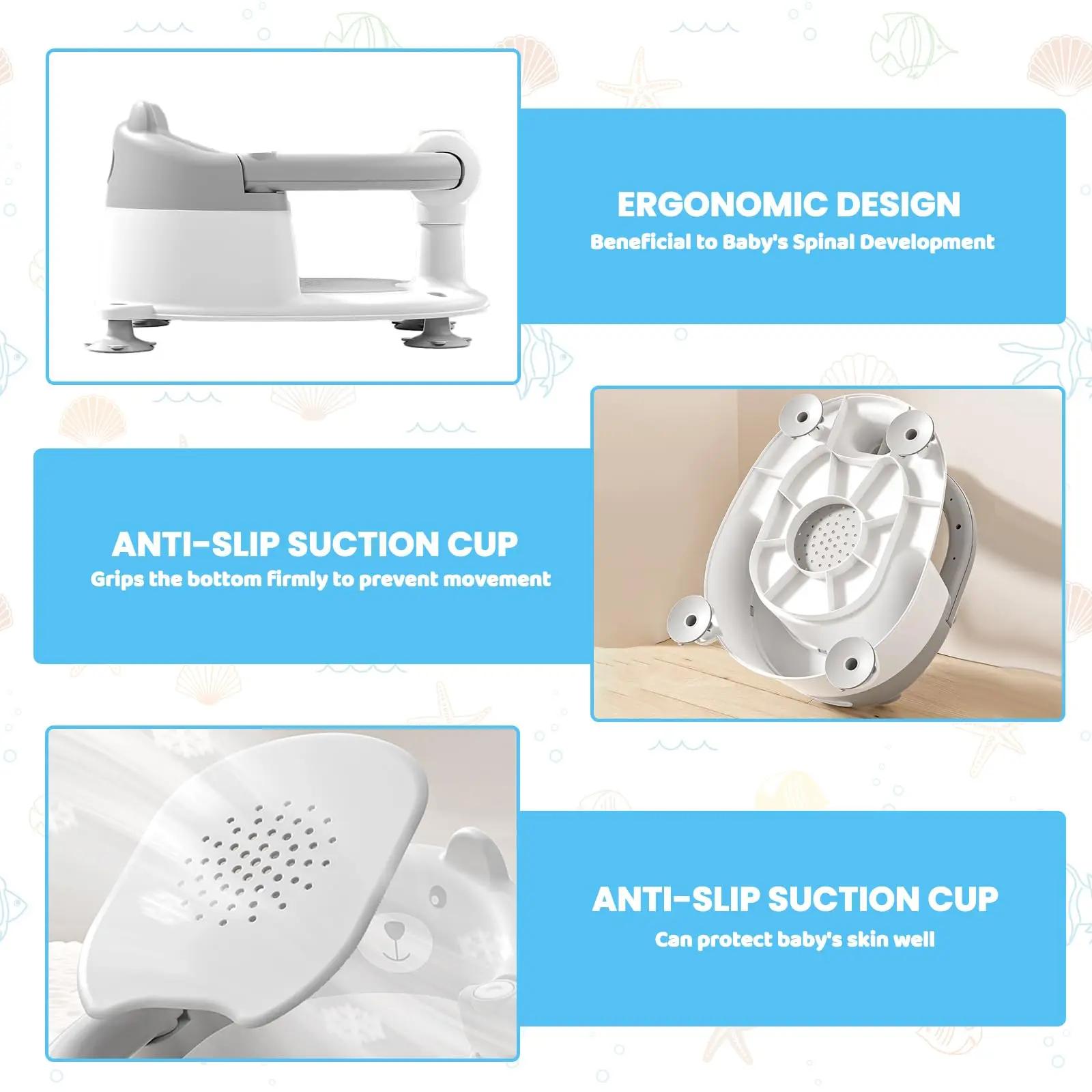 Siège de bain pour bébé de 6 mois, adorable chaise de bain antidérapante en forme d'ours pour bébé, 