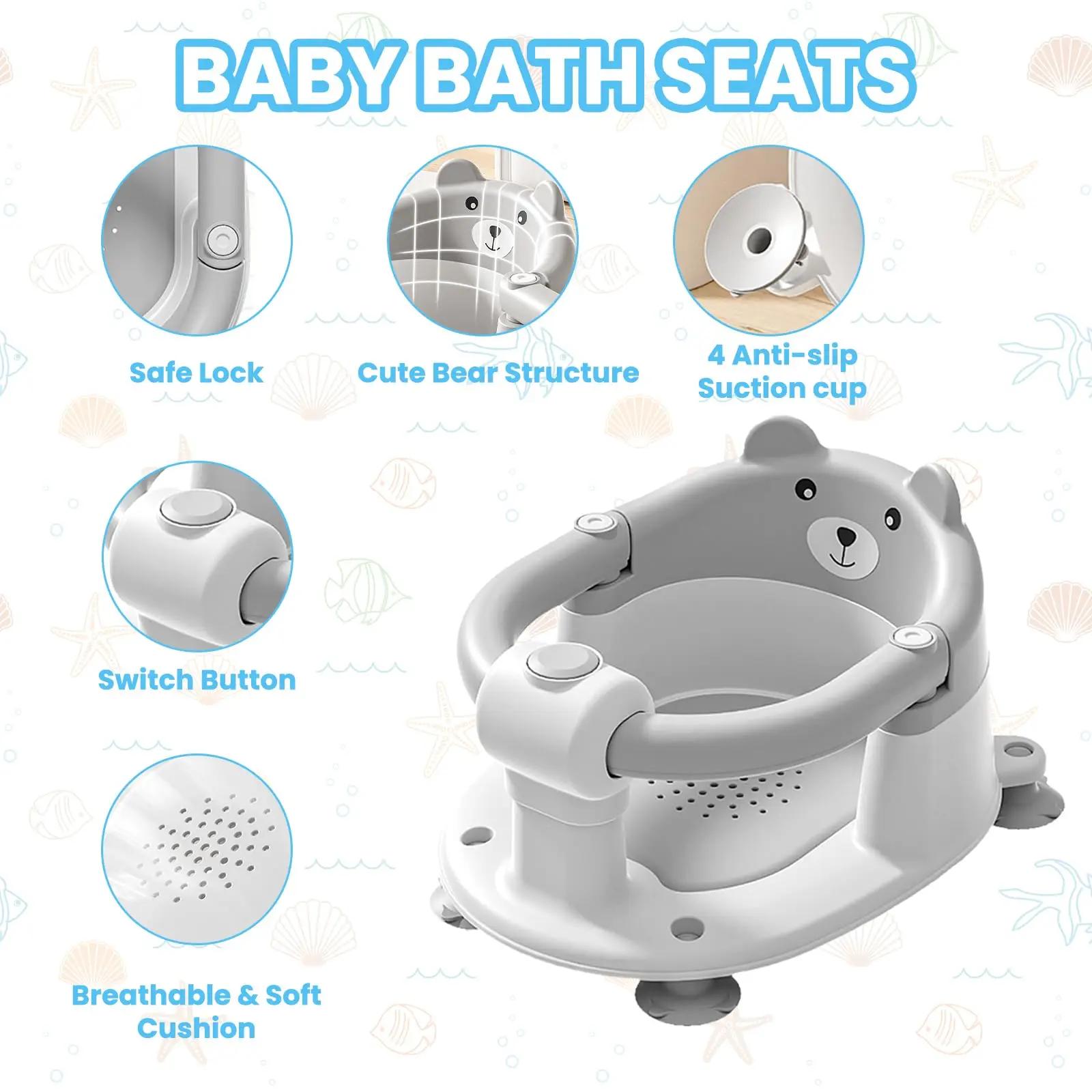 Siège de bain pour bébé de 6 mois, adorable chaise de bain antidérapante en forme d'ours pour bébé, 