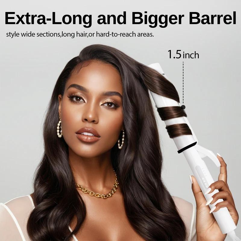 Baguette à friser Extra Large de 1.5 pouces pour cheveux longs, baril de Tourmaline en céramique, Io