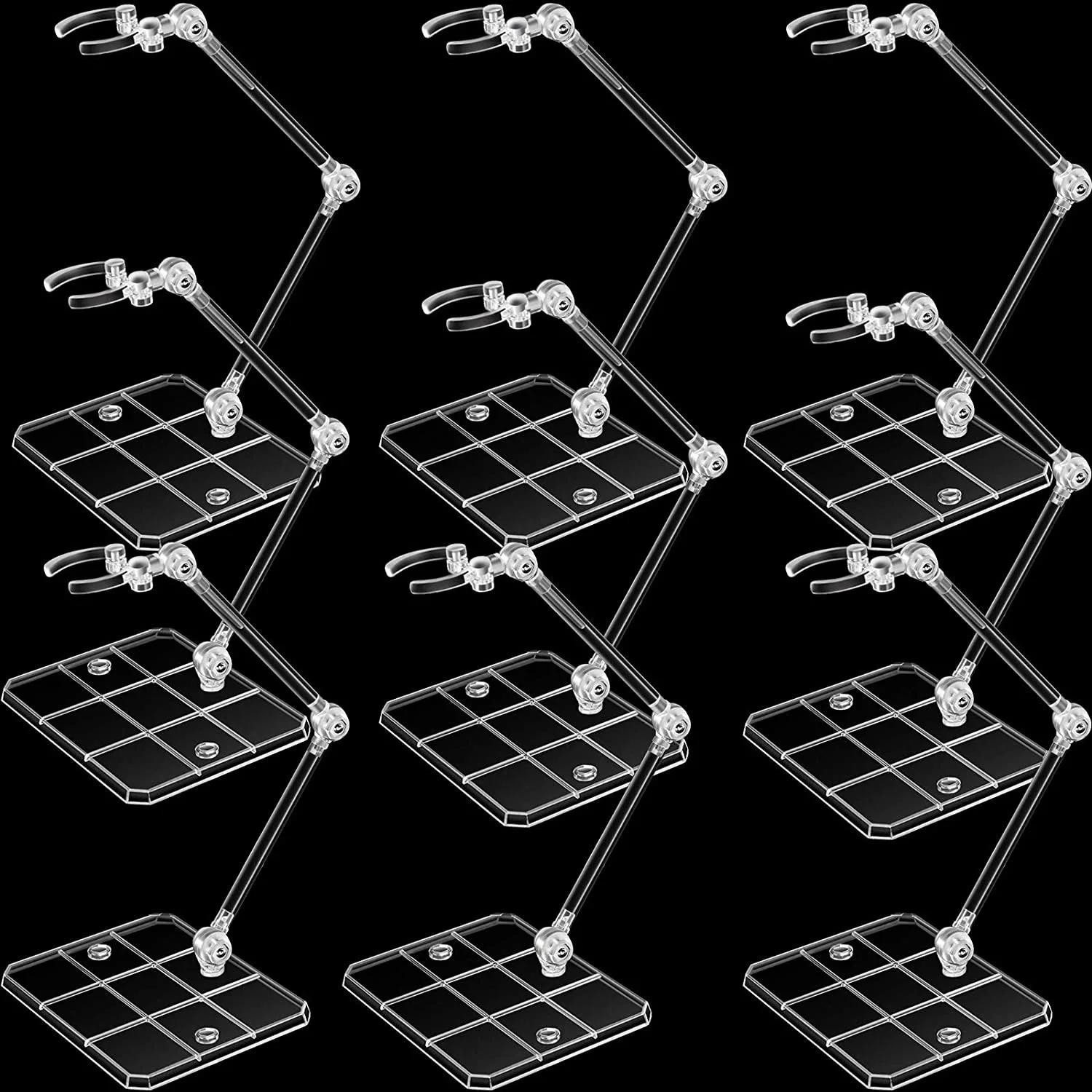 Présentoir de figurines d'action, 9 pièces, Base transparente, Support de modèle de poupée, Compatib