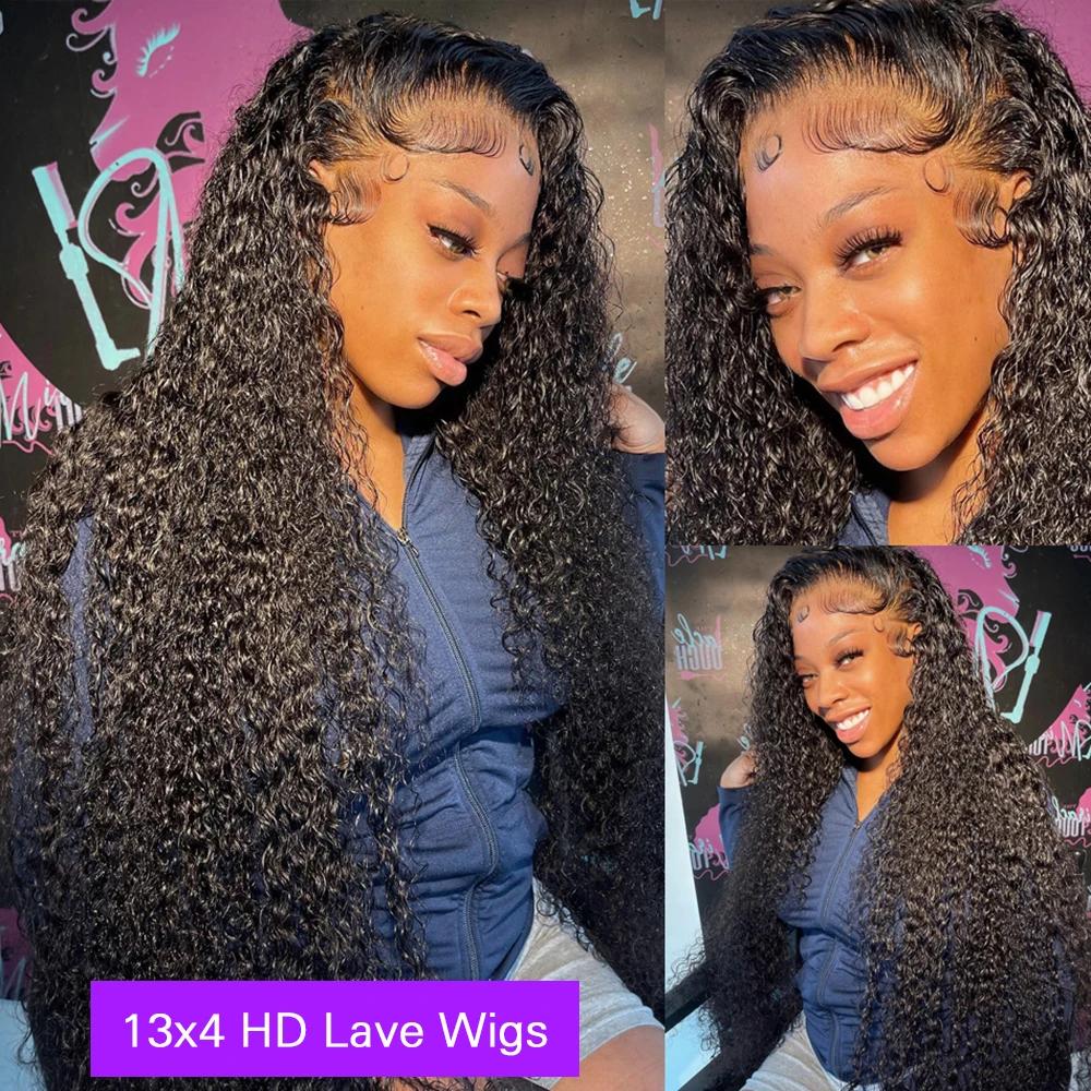 Perruque Lace Closure Wig Naturelle Deep Wave, Cheveux Humains, 4x4, 13x4, 13x6, pour Femme
