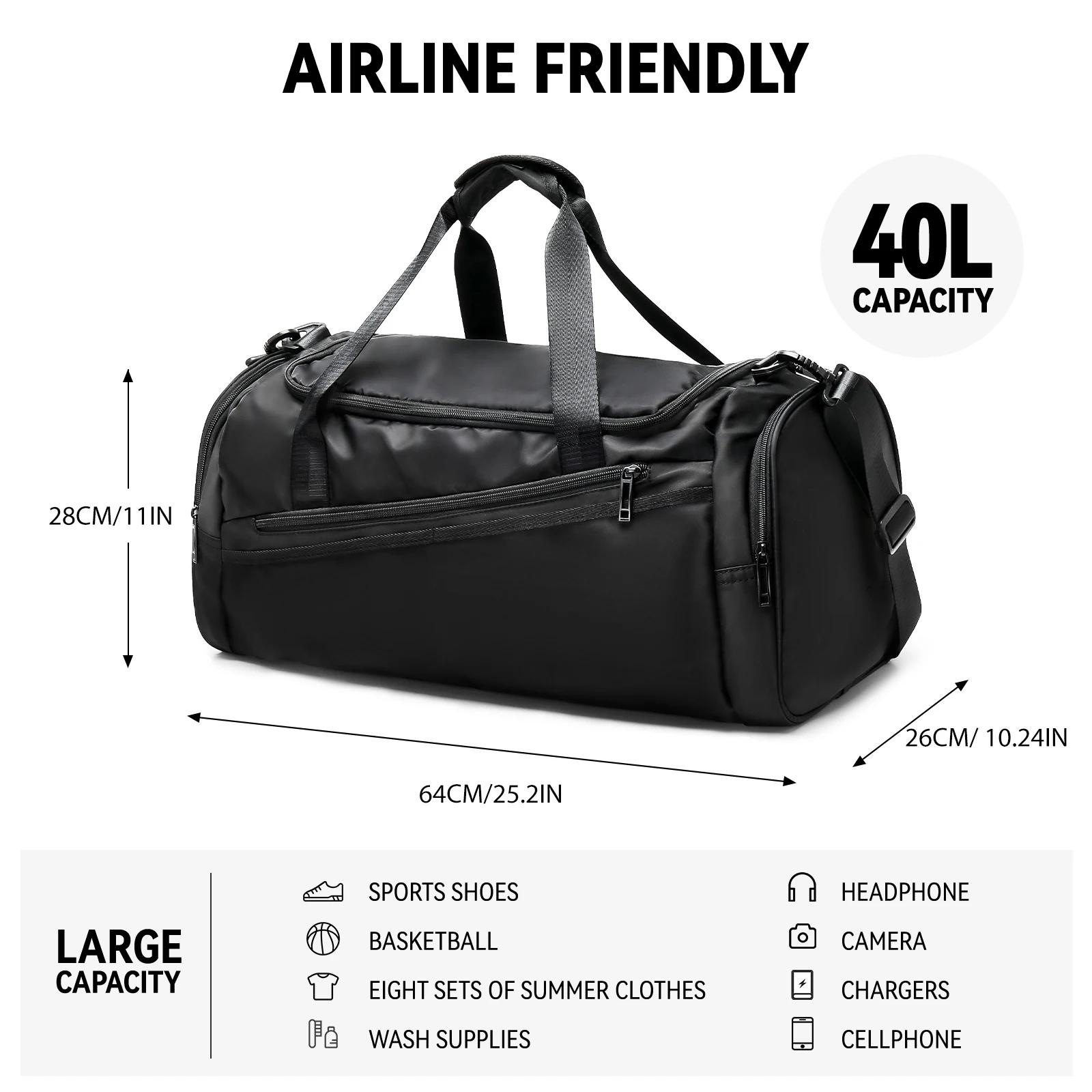 Sac de sport sac polochon de voyage avec poche humide et compartiment à chaussures pour hommes femme