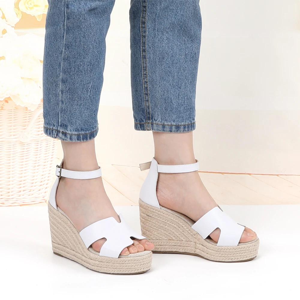 Sandales à talons compensés sans lacets, chaussures à talons compensés pour robes, soldes d'été