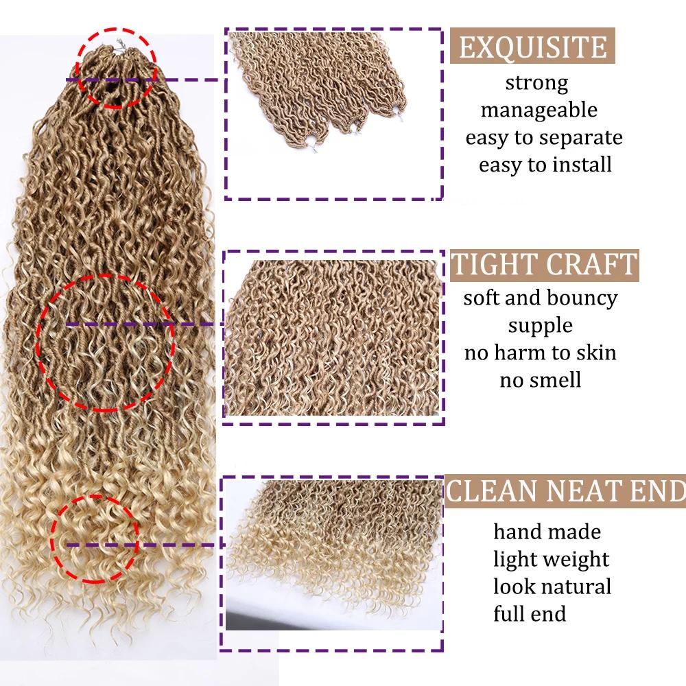 Extensions capillaires synthétiques au Crochet pour femmes, tresses bouclées, Faux Locs, noires, Hip