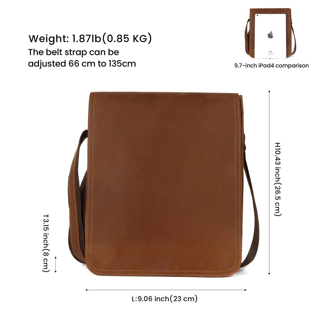JOYIR petit sac messager en cuir véritable pour hommes sac à bandoulière à rabat décontracté sac à b