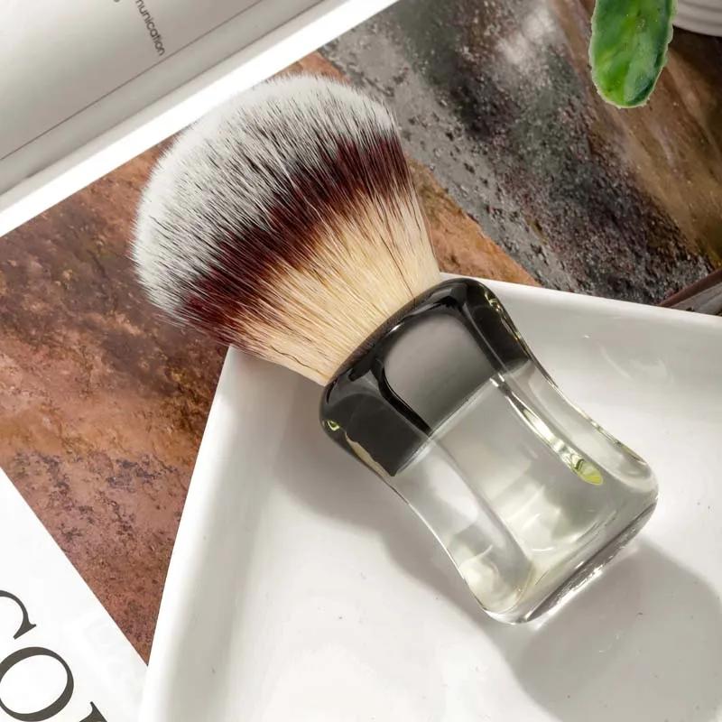 Yaqi Robin – brosse de rasage humide pour hommes, cheveux synthétiques, manche transparent