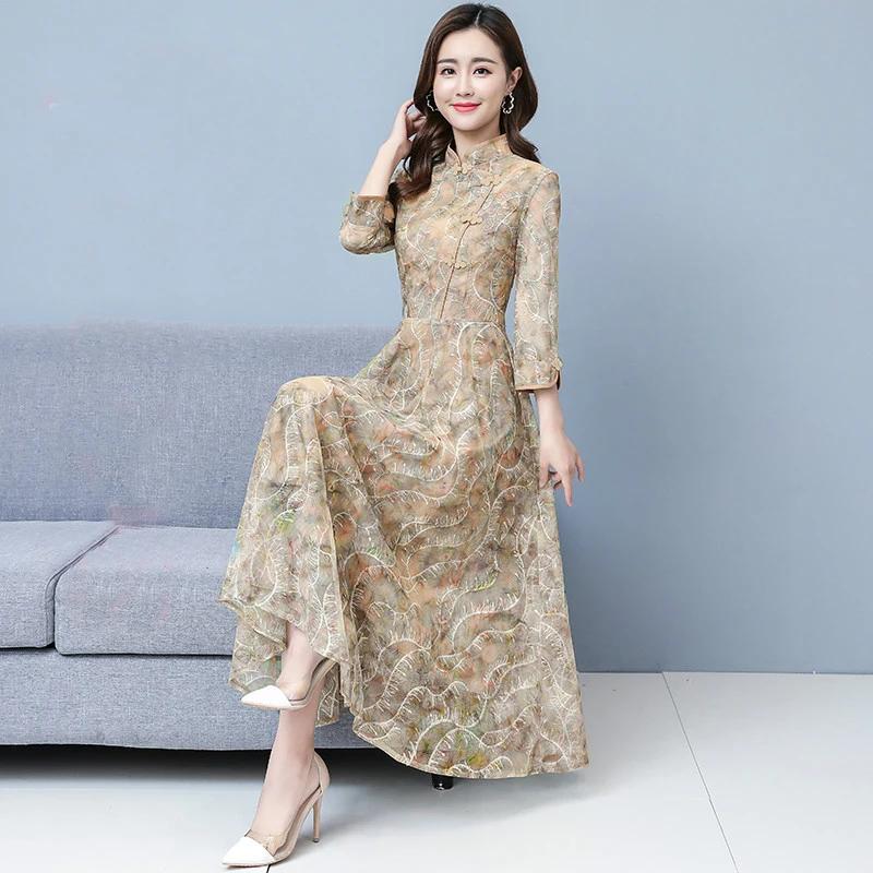 Robe mi-longue en dentelle à manches longues pour femmes, robe de soirée sexy, batterie avec piste d