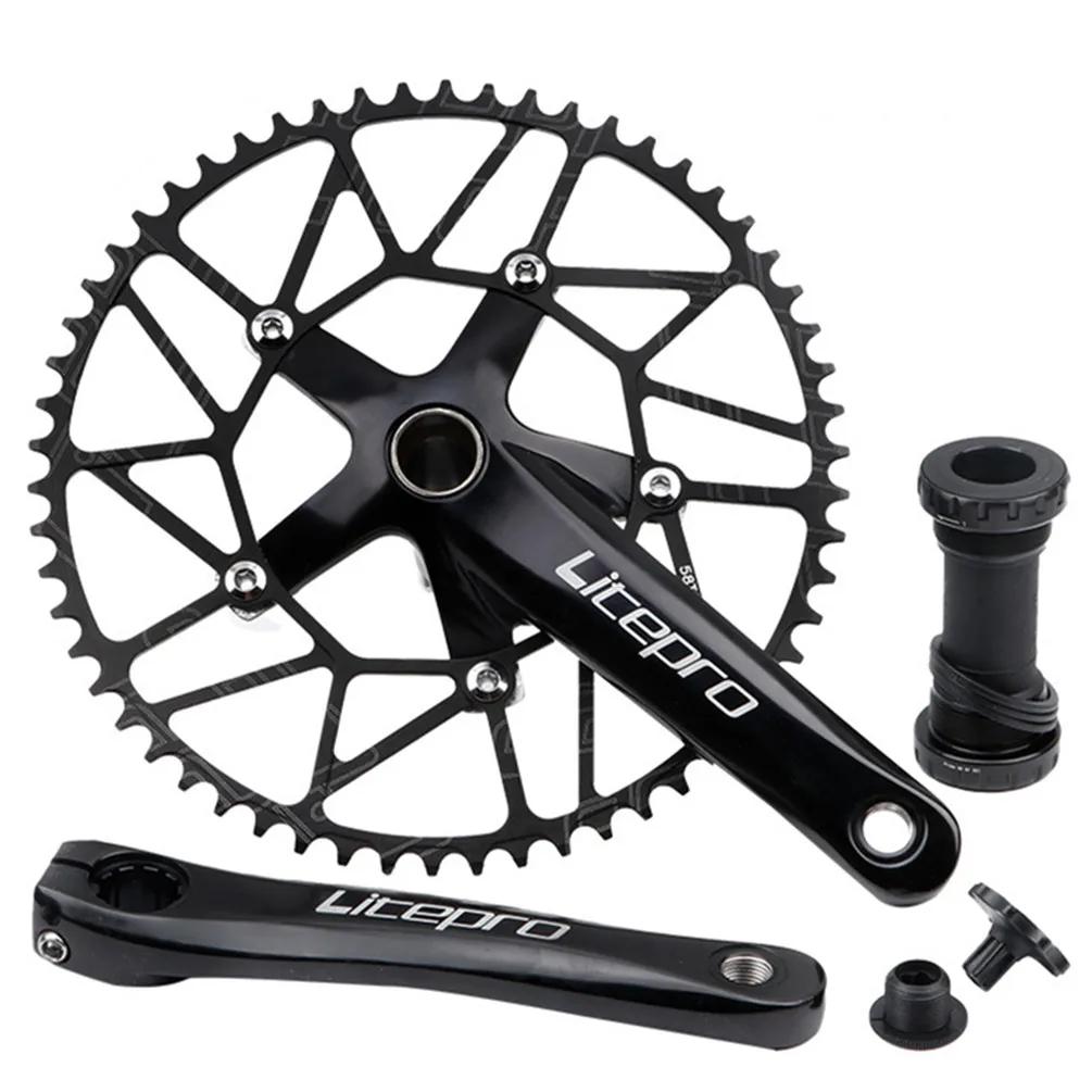 Litepro-Pignon de manivelle intégré creux pour vélo pliant, arbre central, dent positive et négative