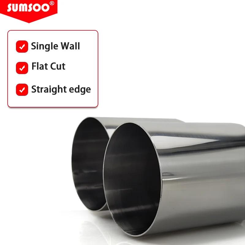 Véritable sumsoo double pointe d'échappement en acier inoxydable bord droit poli argent soudage sile
