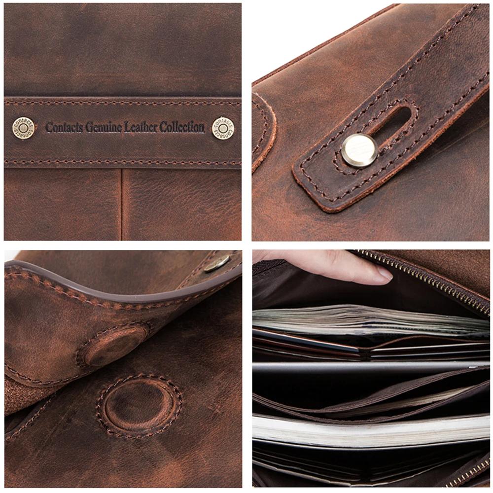 Pochette de luxe en cuir de vache pour hommes, pochette pour iPad Mini 4 5 6, Iphone, portefeuille à