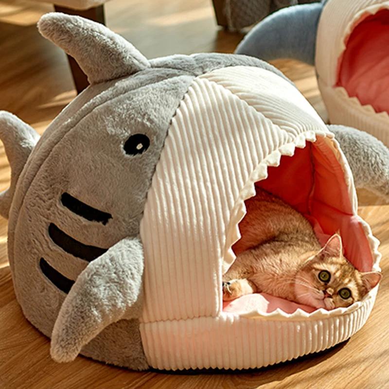 Lit chaud fermé pour chat, pour animaux de compagnie portables, panier pour chatons sucrés, coussin,