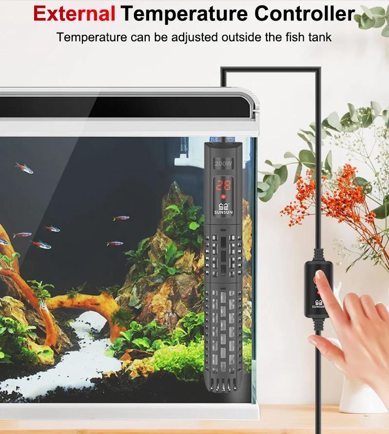 SUNSUN Aquarium Chauffage Submersible Aquarium Écran LCD Tige de Chauffage D'eau Réglable Numérique 