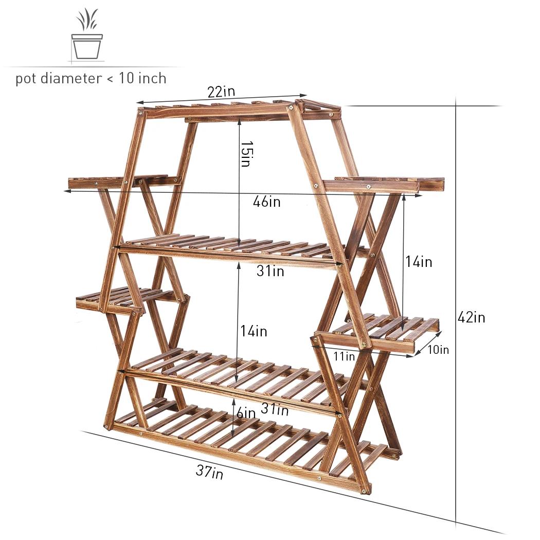 Grand support triangulaire pour plantes en bois, support de Pot de fleur d'intérieur à 6 niveaux, pr