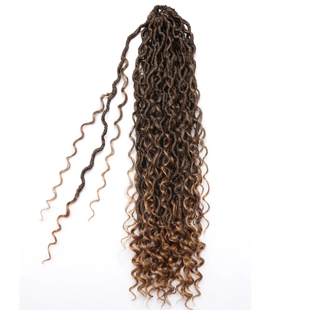 Extensions capillaires synthétiques au Crochet pour femmes, tresses bouclées, Faux Locs, noires, Hip