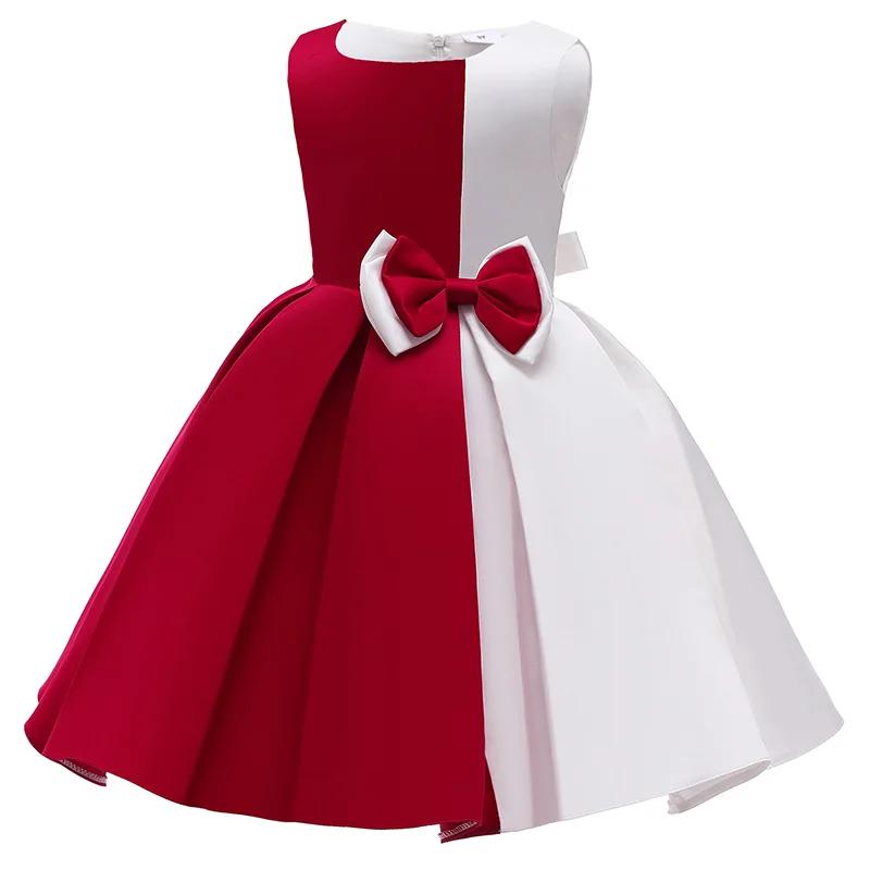 Robe fleurs rayures petite fille princesse Noël mariage - Tenue fête élégante enfants vêtements cérémonie
