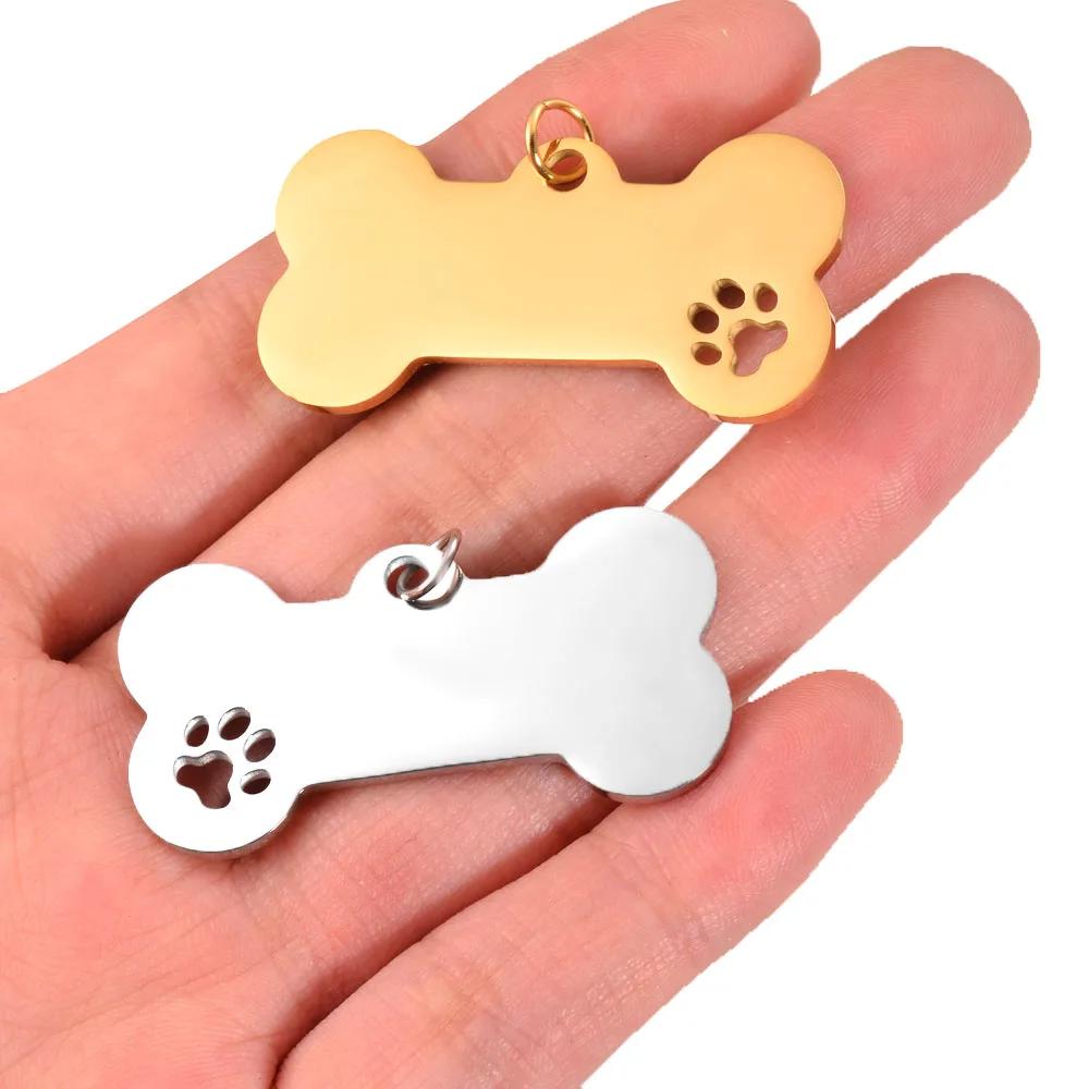 Étiquette militaire en acier inoxydable pour chien de compagnie, pendentif patte de chien creuse, br