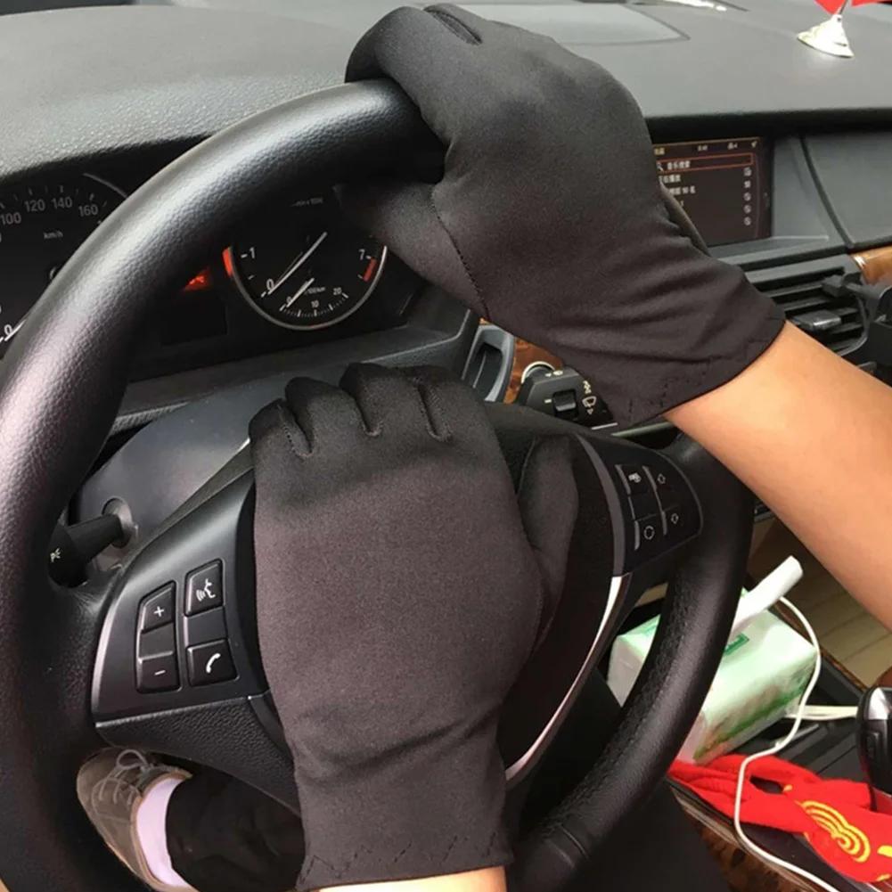 1 paire printemps été gants en Spandex noir blanc étiquette mince gants extensibles danse serré blan