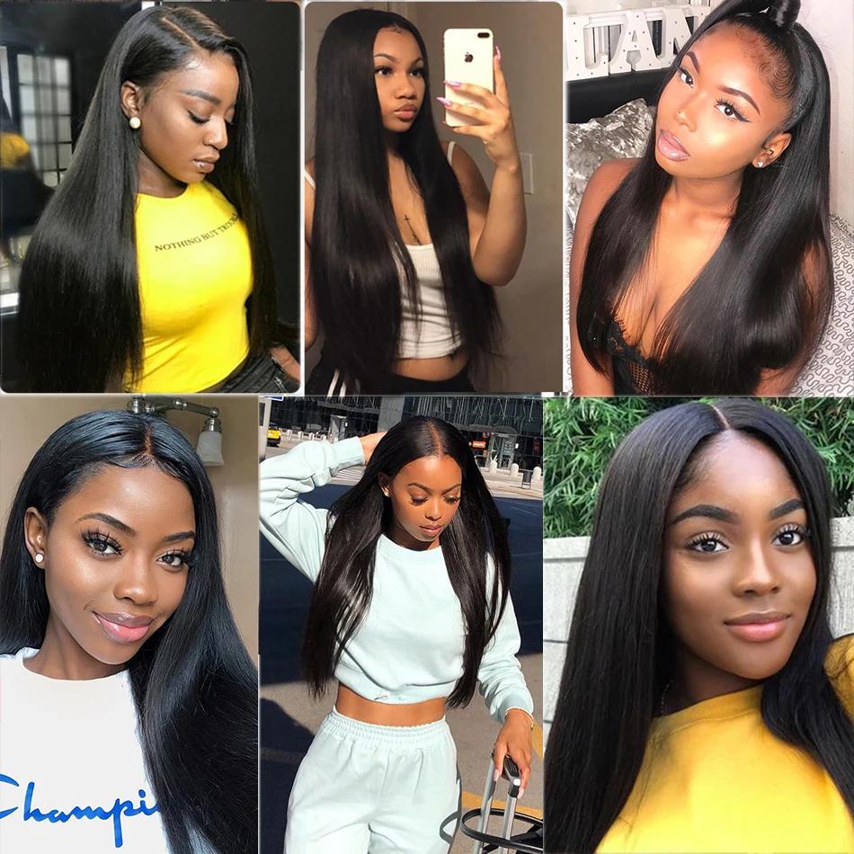 Bundles de tissage de cheveux humains brésiliens noirs naturels, extensions de cheveux raides, doubl