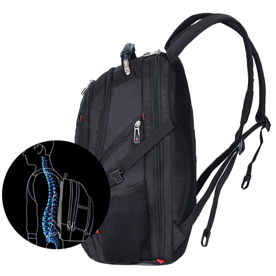 Sac à dos suisse étanche pour hommes, sacs à dos pour ordinateur portable 15.6/17 pouces, sacs de vo