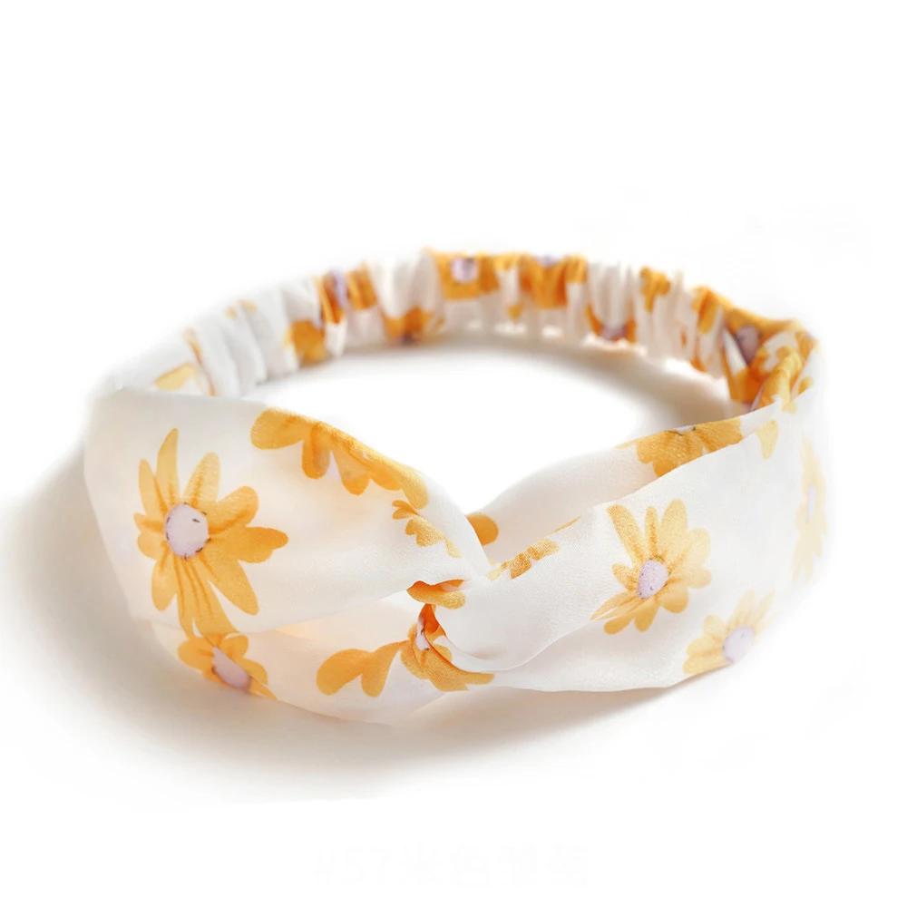 Mode femmes filles été bohème bandes de cheveux imprimer bandeaux Vintage croix Turban pansement Ban