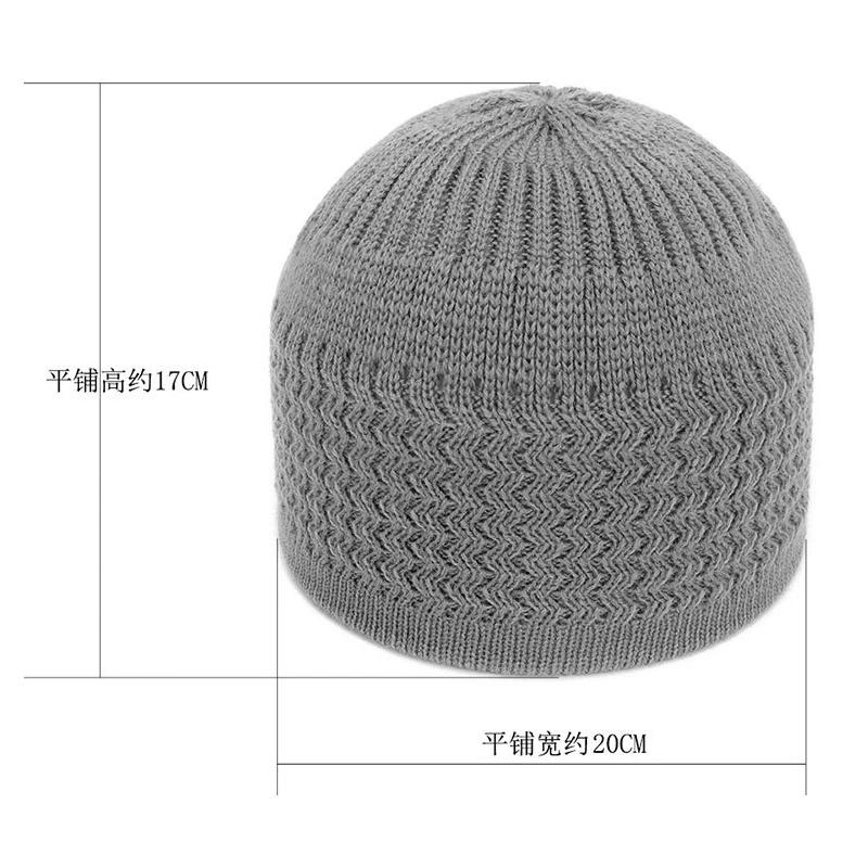 Chapeaux de prière musulmans pour hommes, bonnets masculins chauds, casquette à tête ronde, chapeau 