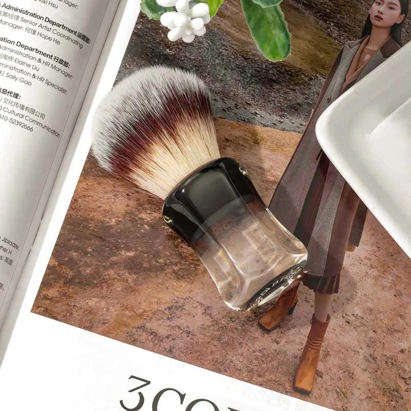Yaqi Robin – brosse de rasage humide pour hommes, cheveux synthétiques, manche transparent