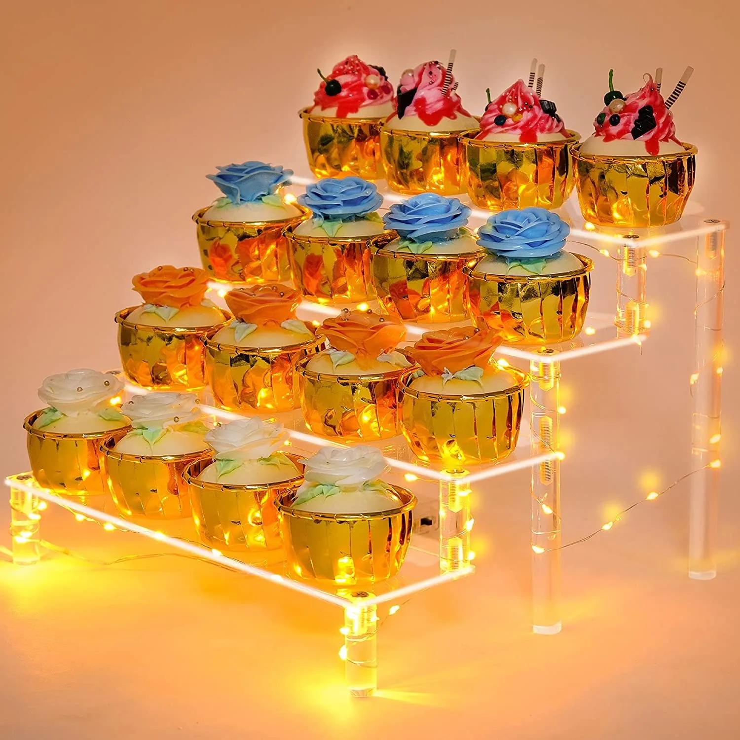 Présentoir en acrylique à 1 à 5 niveaux, support d'affichage transparent pour cupcakes, décor de pou