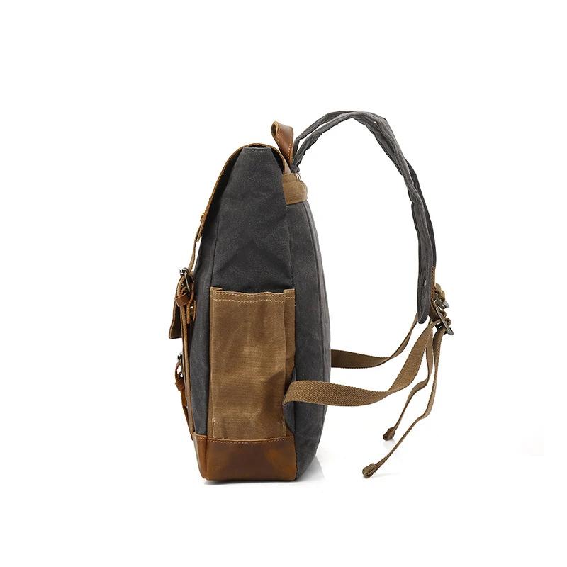 Hommes sac à dos voyage étanche ordinateur pochette d'ordinateur Vintage huile cire toile sacs à dos