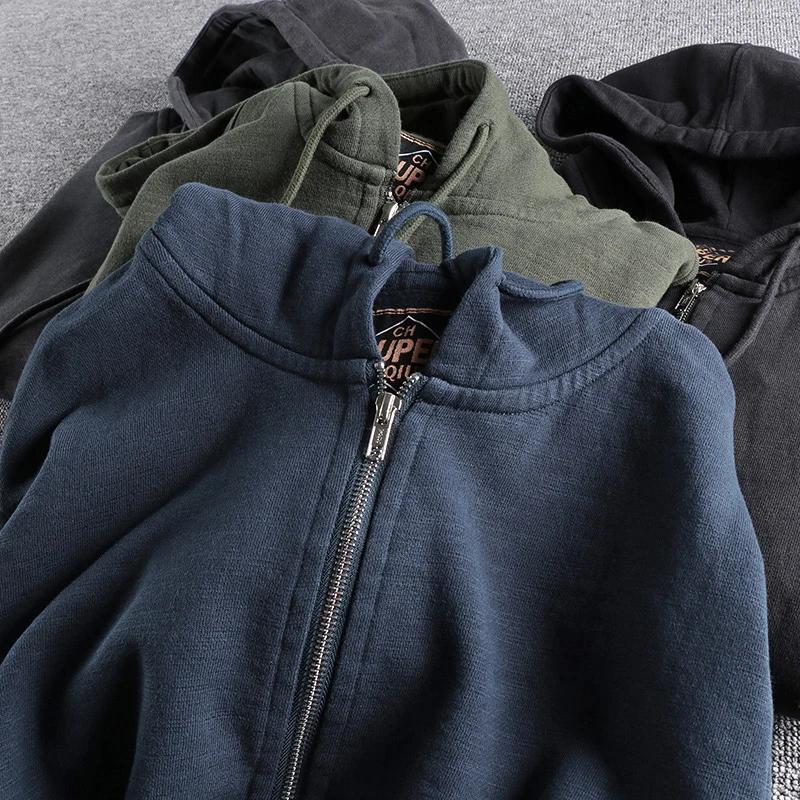 Sweats à capuche en velours épais à manches longues pour hommes, sweats à capuche cardigans décontra