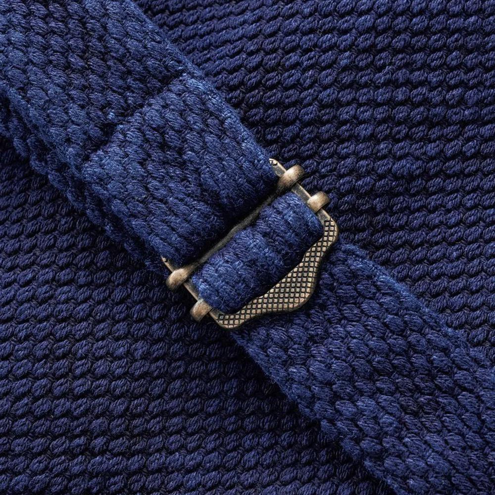 Veste indigo rétro d'Angleterre pour hommes, veste à revers optique rapCotton, manteau cardigan déco