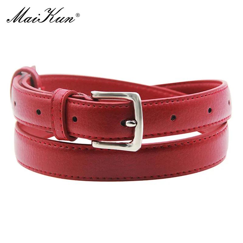 MaiKun – ceinture en cuir slim pour femmes, couleur unie, boucle ardillon, Simple, petite taille, co