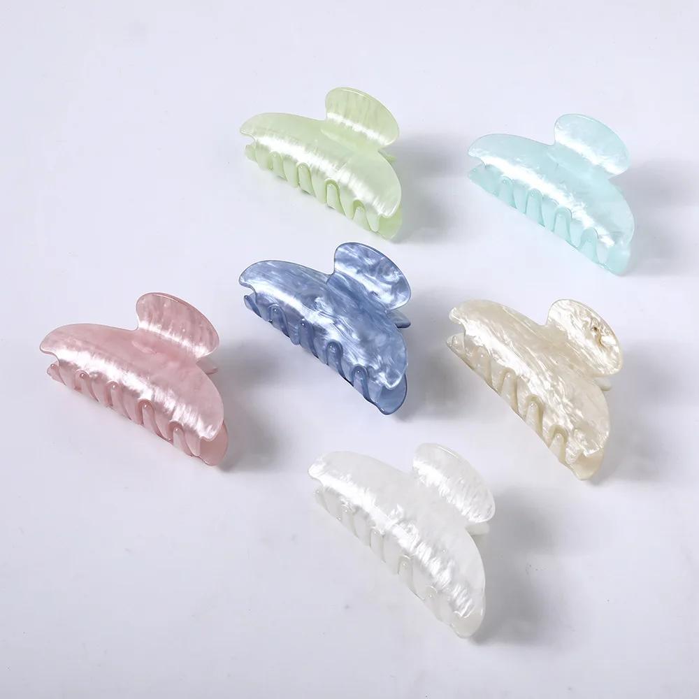 Pince à Cheveux en Acrylique à Rayures Marbrées pour Femme, Crabe, Griffes, Outil de Lavage, Accesso