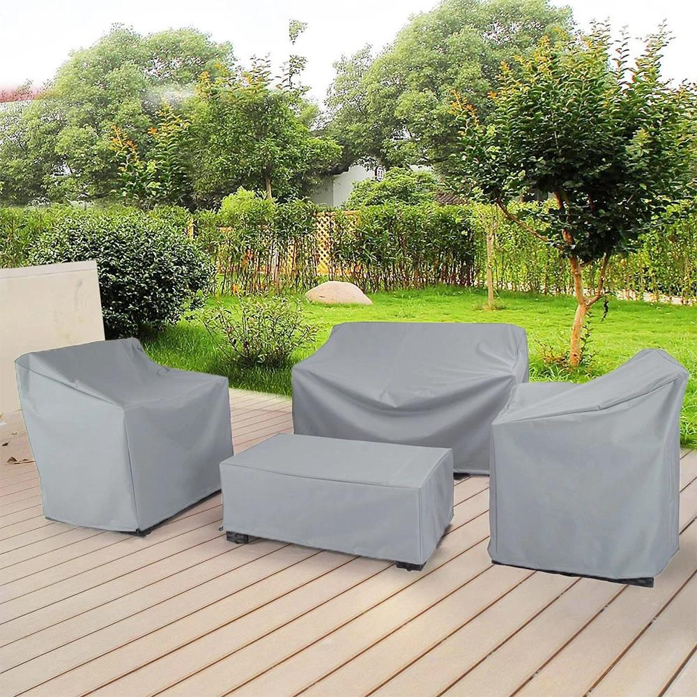 Housse de protection argentée pour patio de jardin, 68 tailles, housse anti-poussière pour meubles e